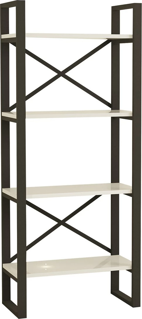 Raft librash Hanah Home, Alaro modern, bardhë e zi, 66x150x32cm