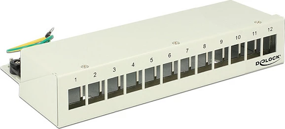 Patch panel DeLOCK 43335, 12x Keystone, metal, 221 x 112.5 x 44.5 mm, gri
