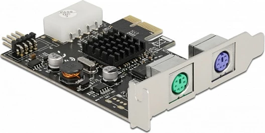 Kartë zgjerimi PCIe DeLOCK x1, 2x PS/2 + Header i brendshëm USB 2.0, Low Profile