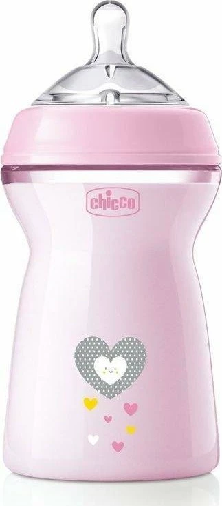 Biberon Chicco NaturalFeeling 330 ml, me thithë silikoni 6m+, anti-kolikë, rozë, 1 copë