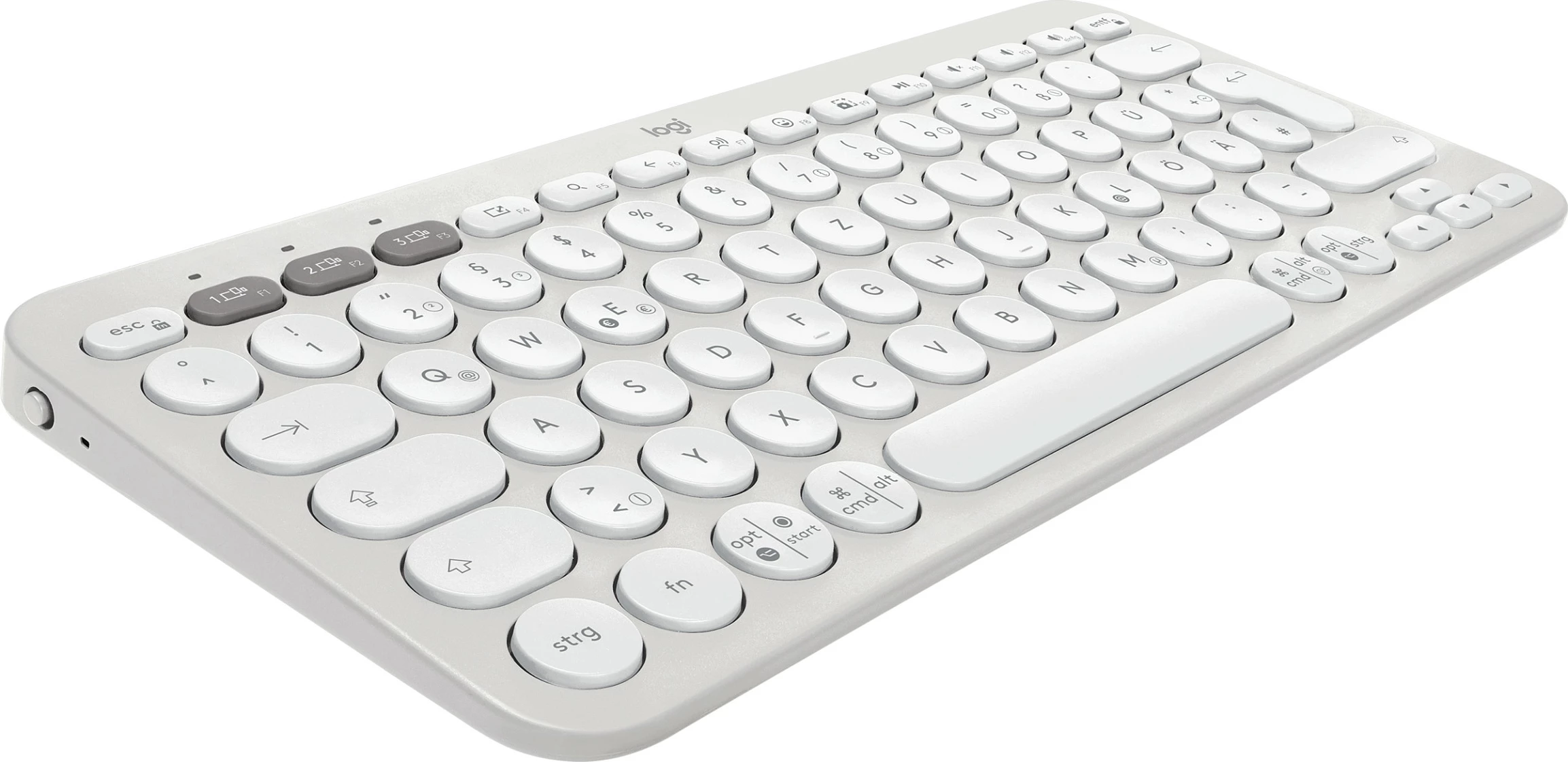 Tastierë Logitech Pebble Keys 2 K380s, Mini, Wireless, RF Wireless + Bluetooth, QWERTZ, Bardhë