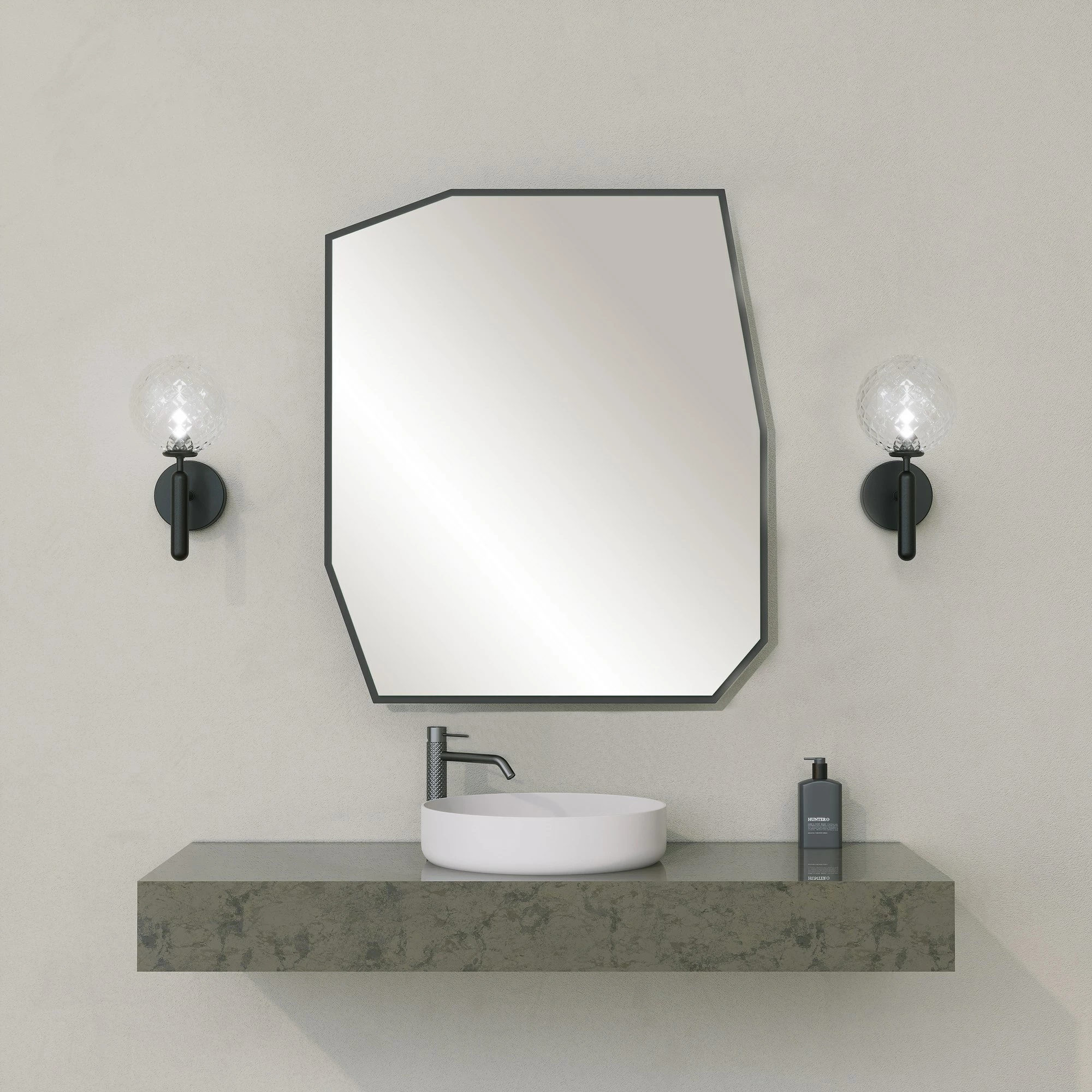 Pasqyrë dekorative, ngjyrë e zezë, Skye Decor, Quartz