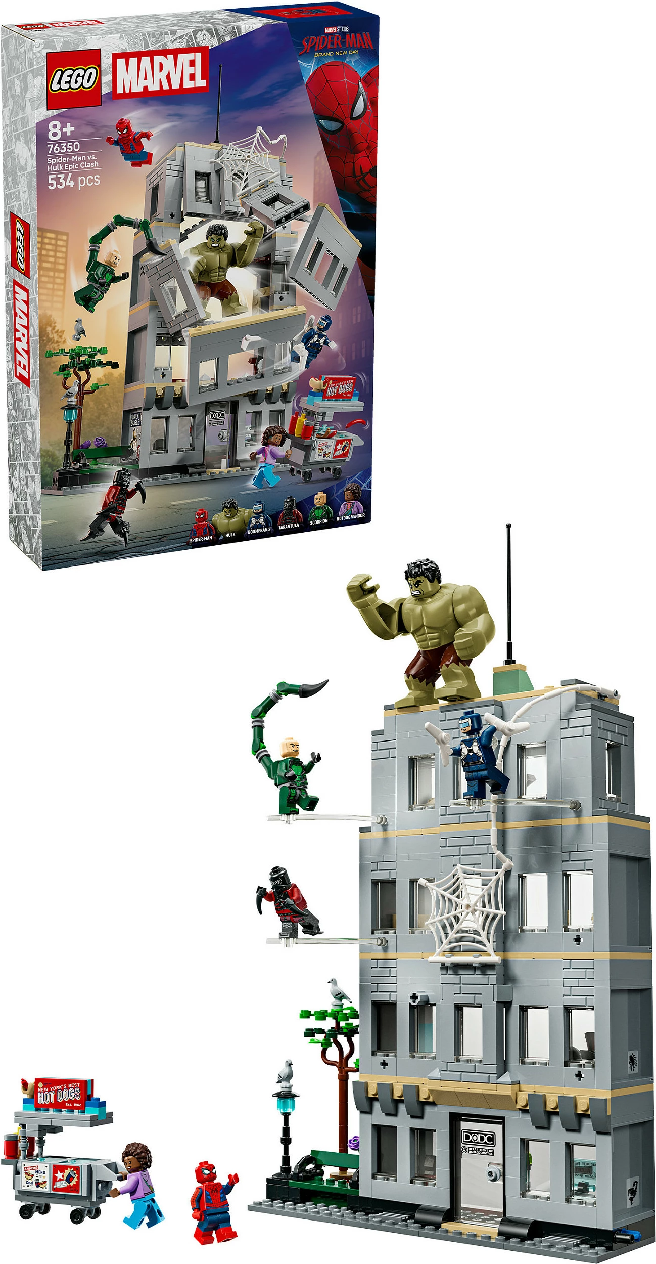 Set ndërtimi LEGO Marvel 76350 Spider-Man vs Hulk, 534 pjesë, multikolor