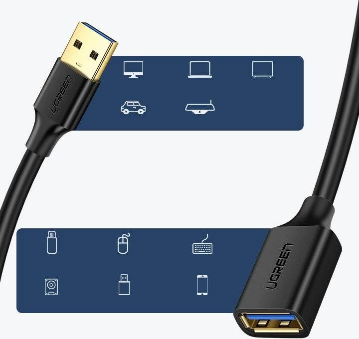 Kabllo zgjatues USB 3.0 UGREEN, 2m, e zezë