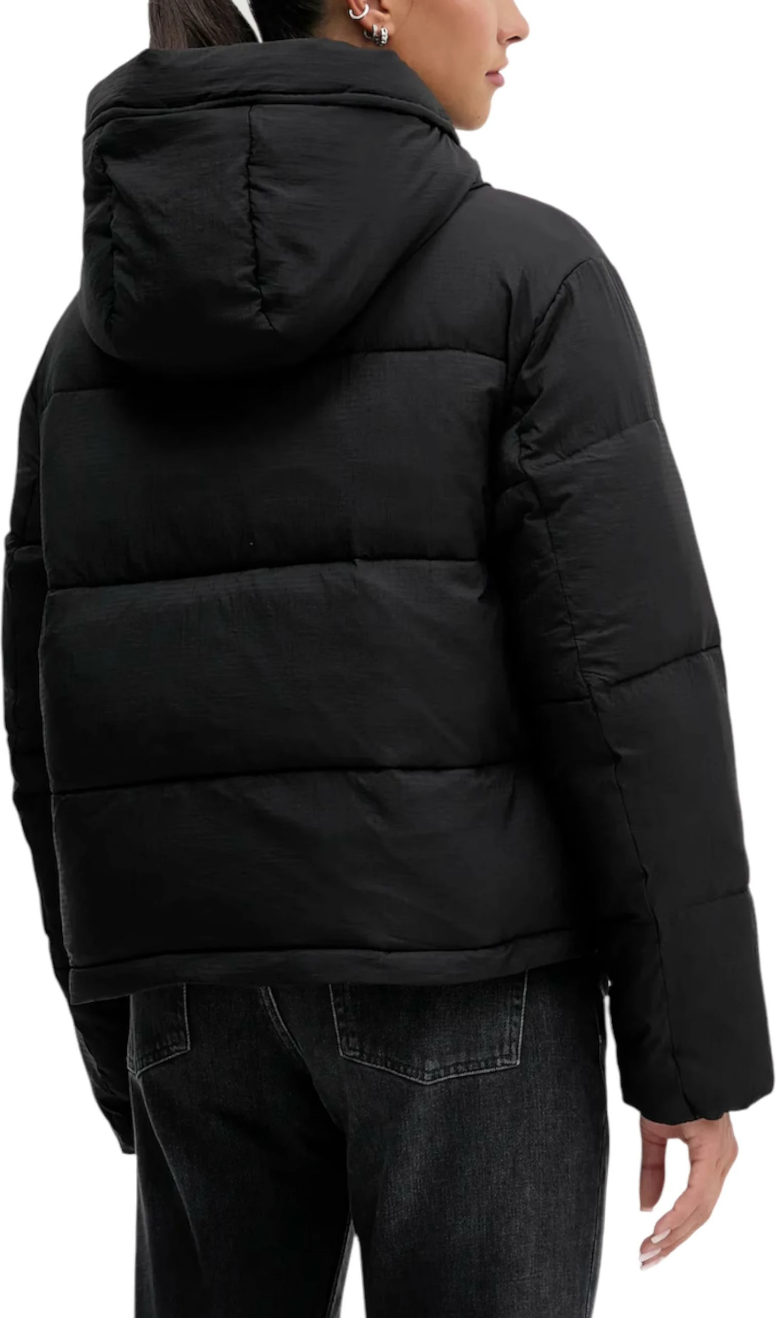 Jakne puffer me kapuç Tommy Hilfiger Jeans DW0DW21625 për femra, e zezë [Madhësia: M]