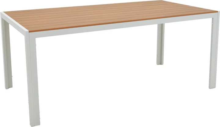 Tavolinë me karrige Nares-Moritz A, 7 copë,, alumin dhe dru, ngjyrë natyrale, 180x90x72.5cm