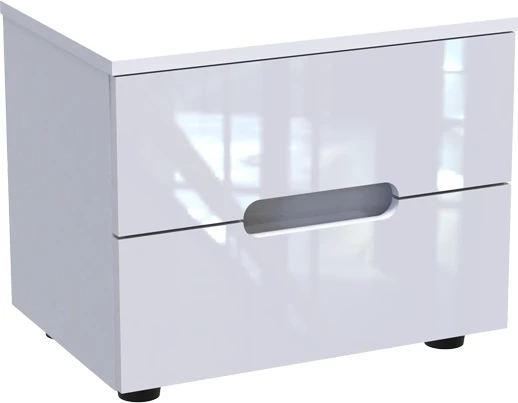 Komodinë Afina MDF, ngjyrë e bardhë me shkëlqim, 50x35x41cm