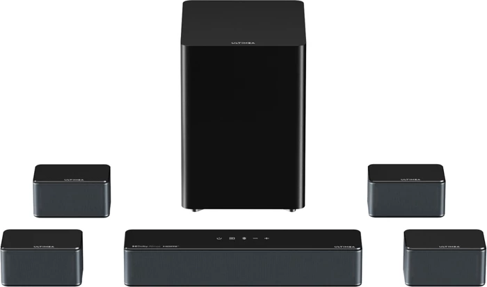 Soundbar Ultimea Poseidon D80 BOOM U2623 7.1 Dolby Atmos, Bluetooth 5.3, HDMI eARC, set me subwoofer + 4 altoparlantë, e zezë
