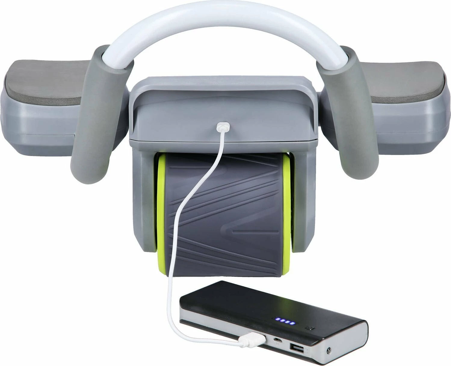Rrotë abdominale automatike HMS KA08, ekran LCD, karikim USB-C, me jastëk gjuri, gri