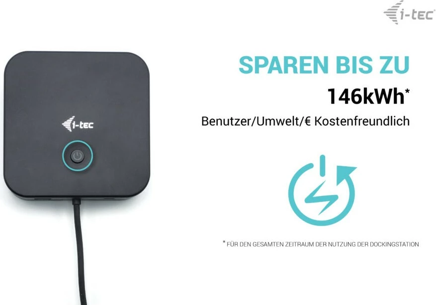Docking station I-Tec USB-C HDMI Dual DP, 100W, me adapter universal, e zezë