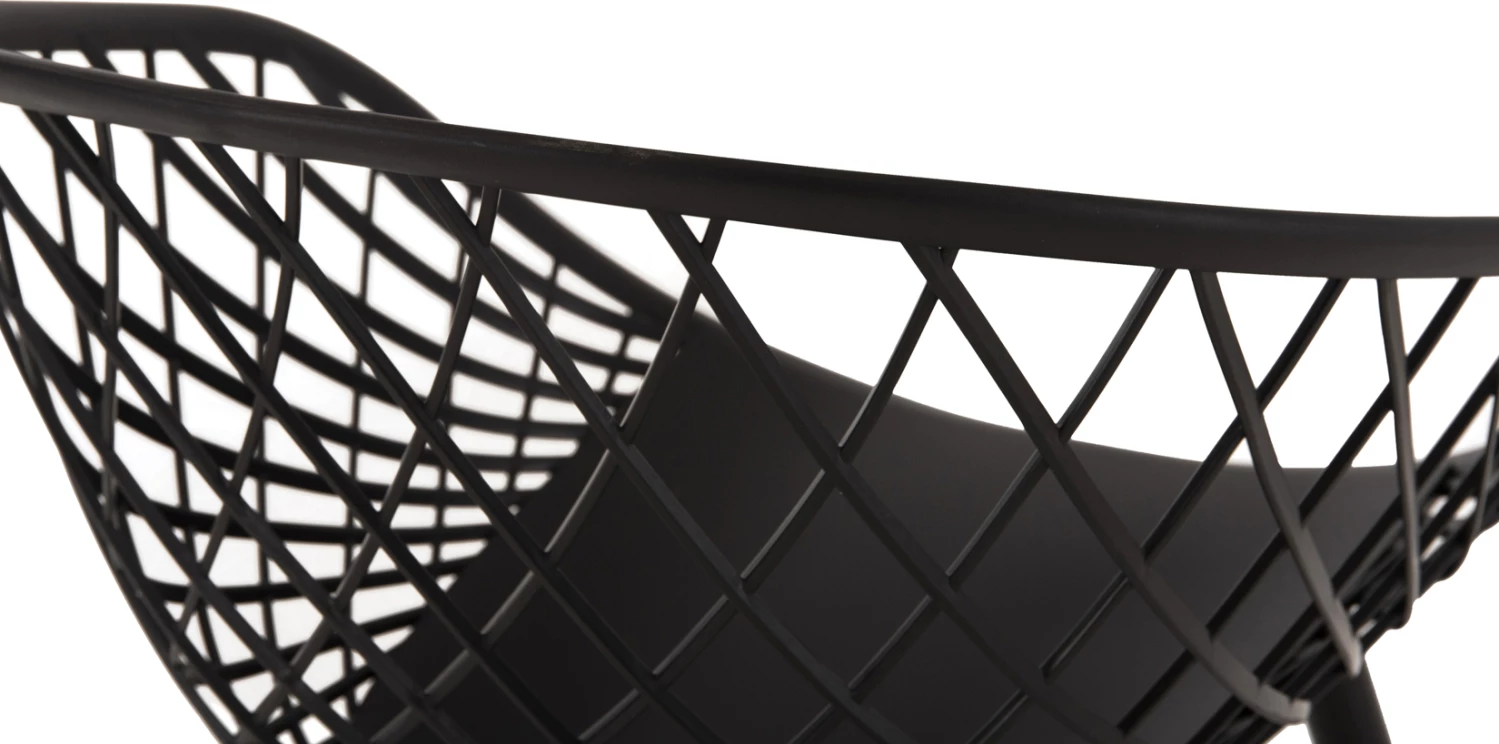 Karrige ARIADNE FH8001.22 polipropileni e zezë - këmbë metali të zeza 63x56x80Hcm., set prej 4 copësh