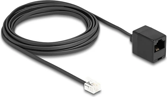 Kabllo telefoni DeLOCK RJ11 mashkull në RJ45 femër, 5 m, e sheshtë, e zezë