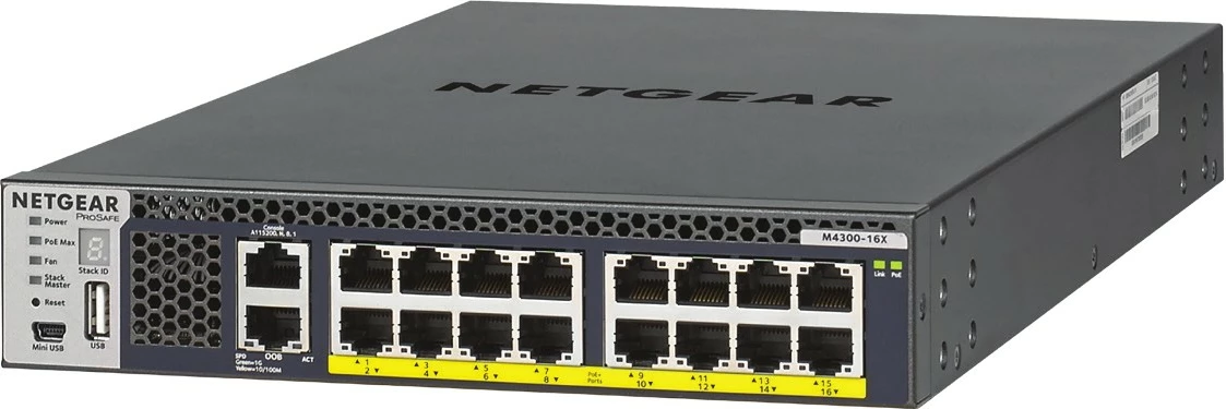 Switch NETGEAR M4300-16X, Managed, L3, 10G Ethernet, PoE, Rack mounting, 1U