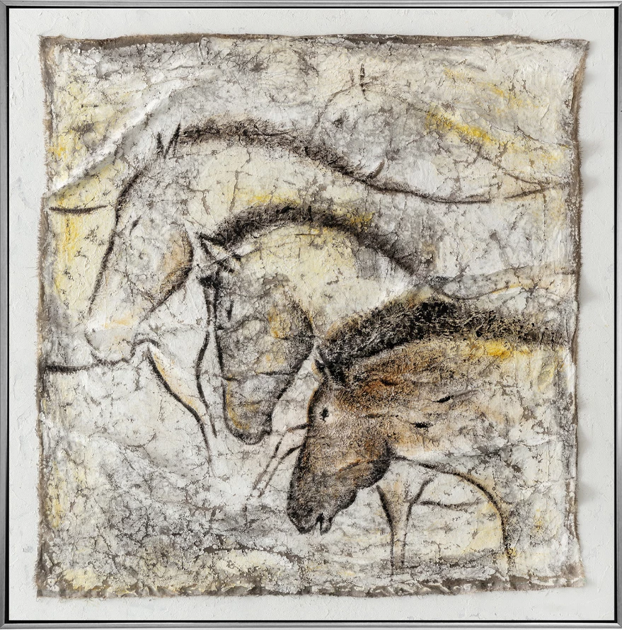 Pikturë dekorative Bravery, kanavacë, shumëngjyrëshe, dru, argjend, 80x80x4cm