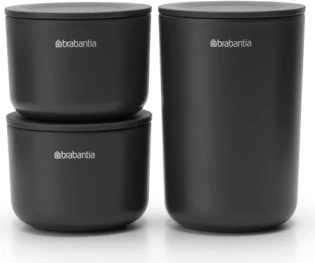 Kavanoz ruajtjeje për banjo Brabantia ReNew MPN 281303, grisë e errët, set 3 copë