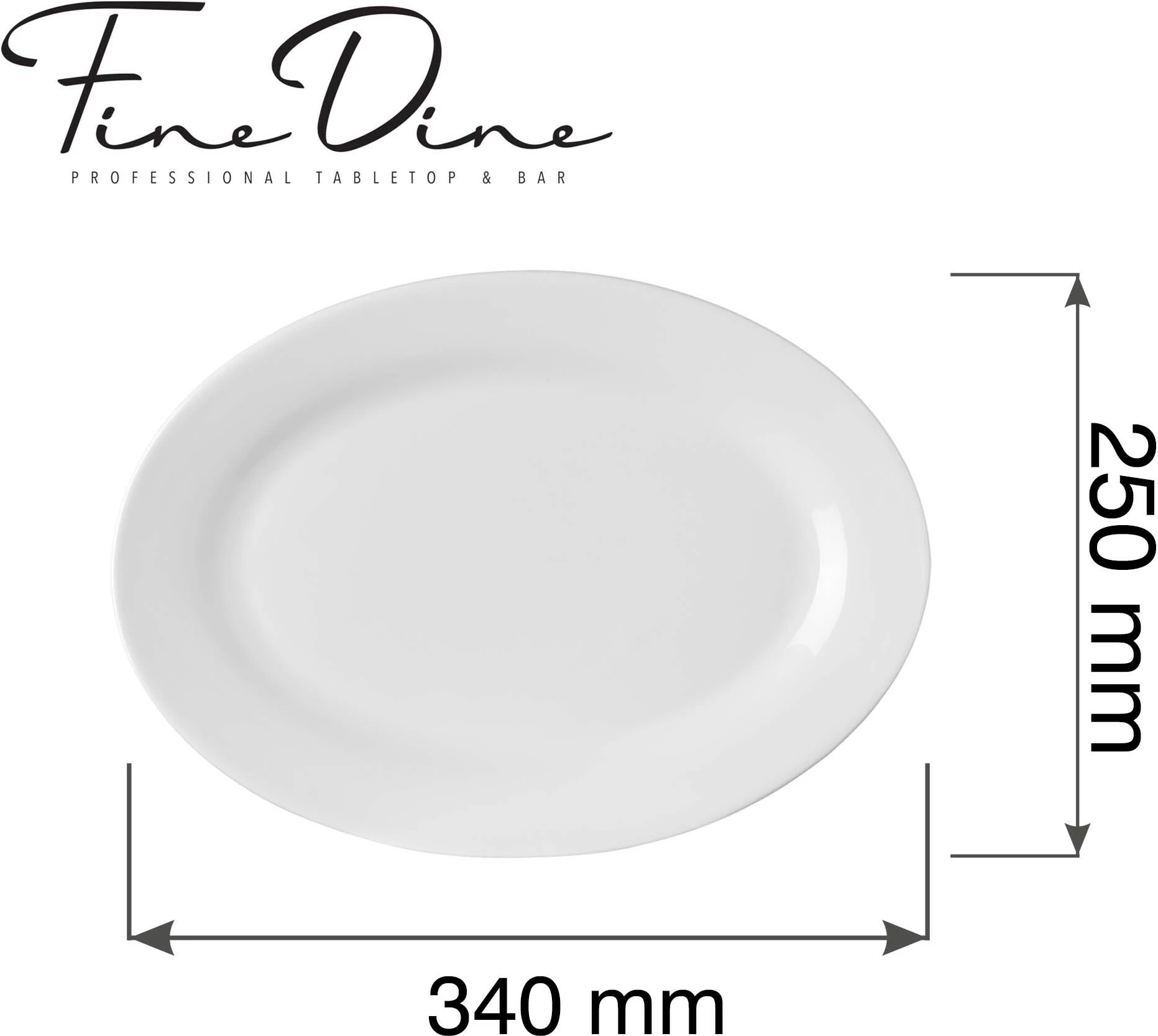 Pjatë servirjeje Fine Dine Pure Bianco 340x250mm, porcelan i vitrified, e bardhë, set 2 copë