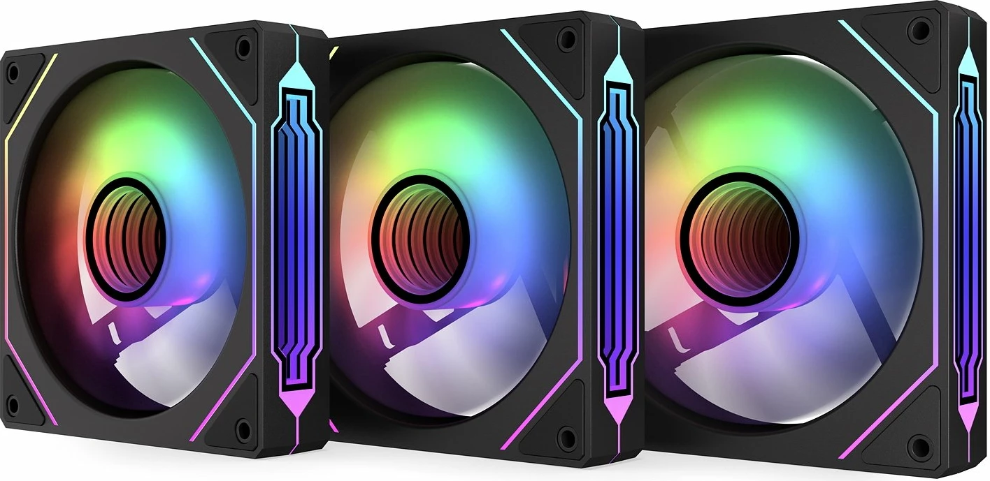 Set ventilatorësh PC Krux Corvus 120 ARGB 120mm, PWM 4-pin, me kontrollues ARGB, 3 copë, i zi