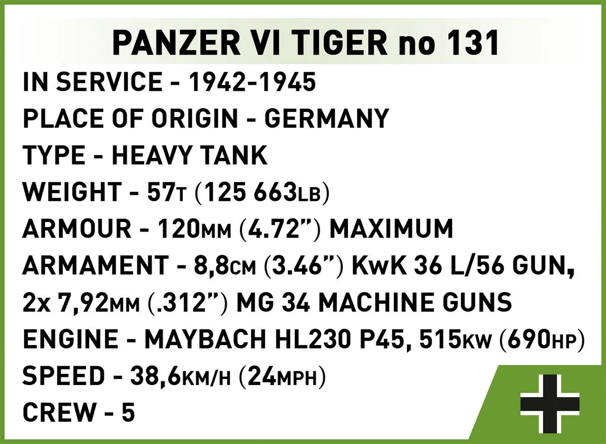 Set ndërtimi Cobi Klocki Panzer VI Tiger I no 131, 898 pjesë, me figurë, e verdhë