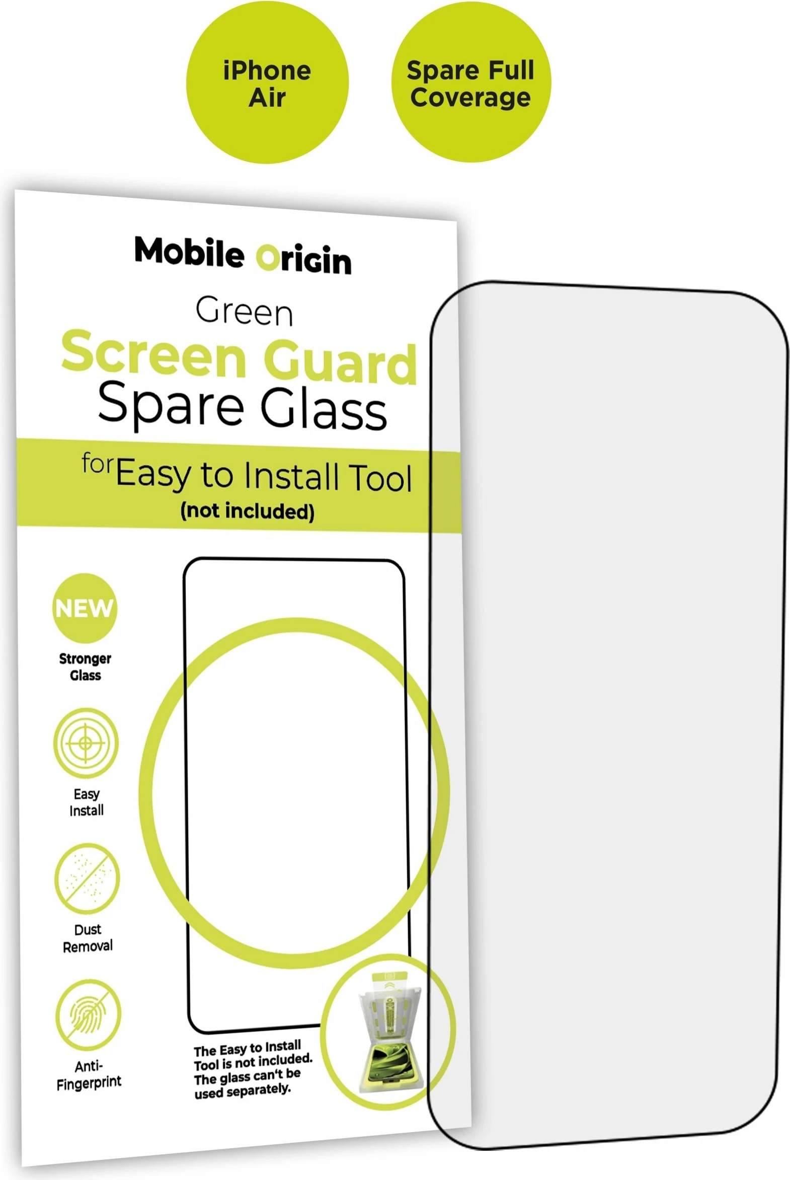 Xham mbrojtës ekrani Mobile Origin Screen Guard Spare Glass Full Coverage për iPhone Air, 0.33 mm, 9H