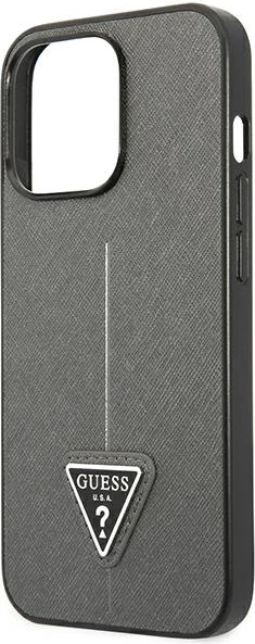 Mbështjellës Guess SaffianoTriangle Logo për iPhone 14 Pro Max 6.7", argjendtë