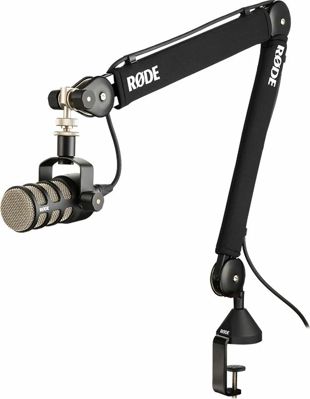 Krah boom për mikrofon Rode PSA1+, montim tavoline, 360° rotacion, menaxhim kabllosh, 94g-1.2kg, i zi, me kapëse tavoline + mount me filetë