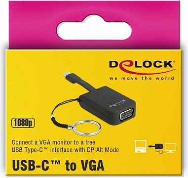Adapter USB-C në VGA DeLOCK 63941, 0.03 m, 1080p, i zi