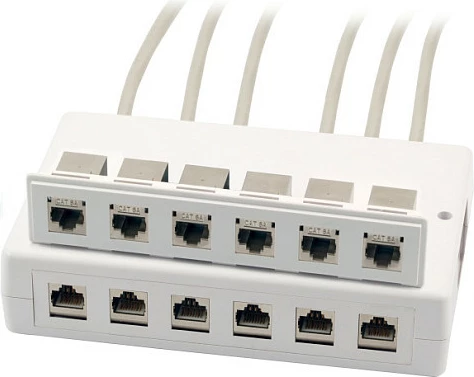 Kuti shpërndarëse Keystone EFB Elektronik, 6/12 porta RJ-45, montim sipërfaqësor, e bardhë