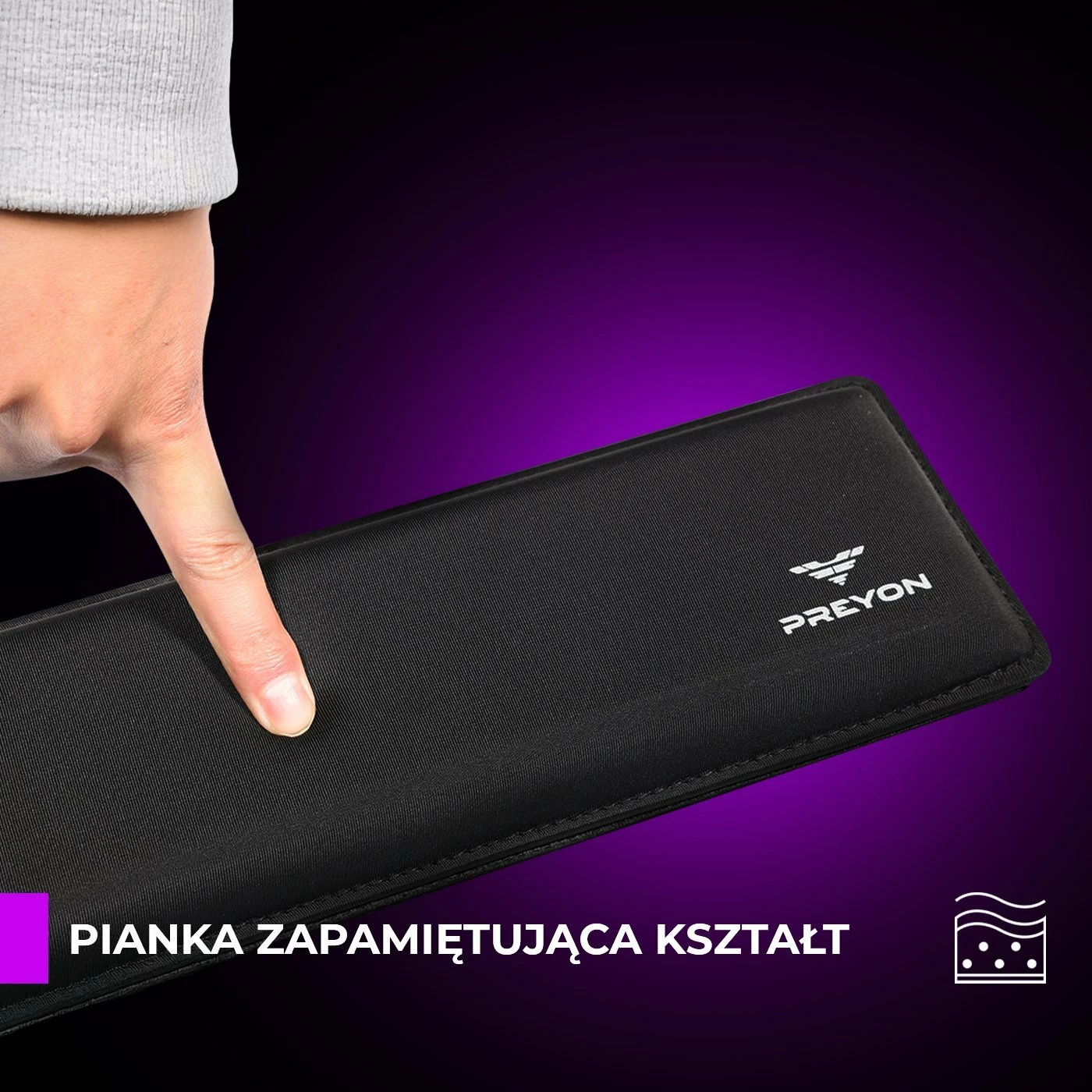 Mbështetëse kyçi për tastierë PREYON Falcon Soft Full Size PGW43 43x10x2.5 cm, i zi