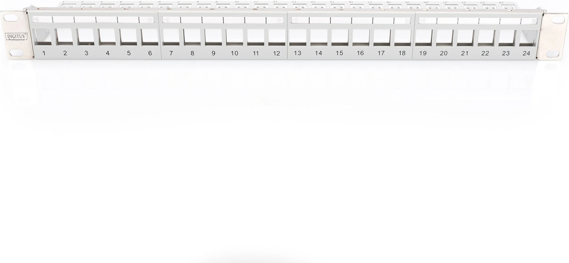 Patch panel modular Digitus 24 porta, 1U, rackmount, Cat5e/Cat6/Cat6a, gri