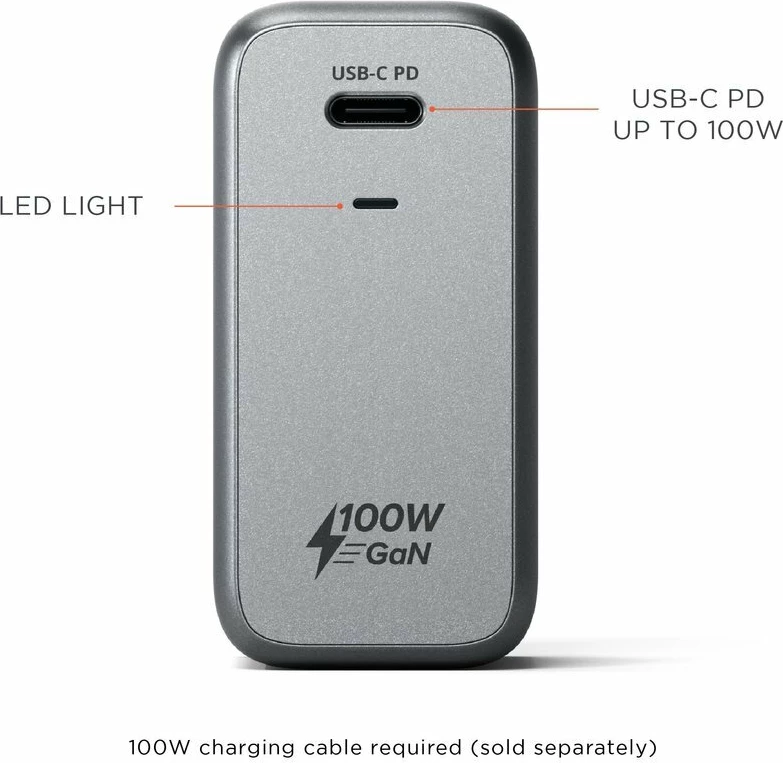 Satechi 100W USB-C PD Wall Charger Gallium Nitride (GaN) charging - Space Grey