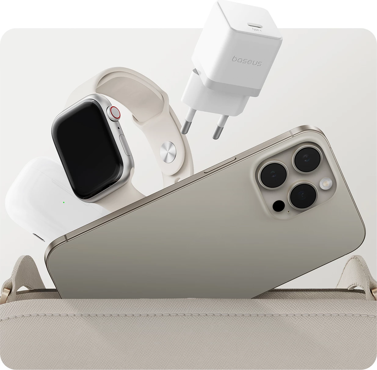 Karikues muri Baseus Palm 20W, USB-C, i bardhë