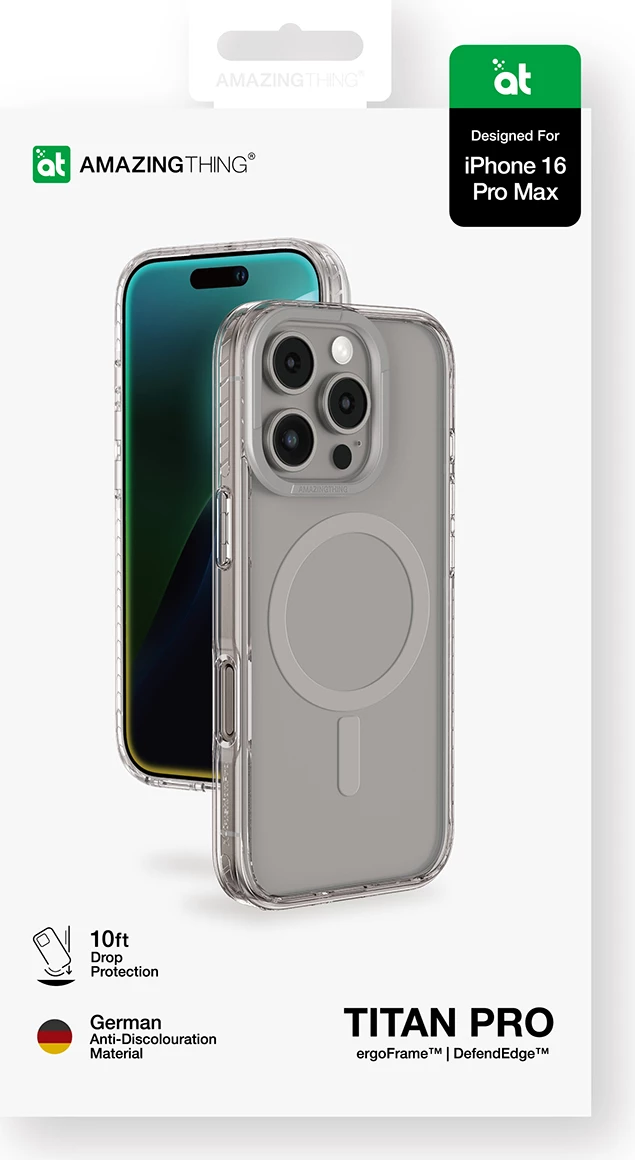 Mbështjellës AmazingThing Titan Pro Mag me unazë magnetike për iPhone 16 Pro Max, Gri