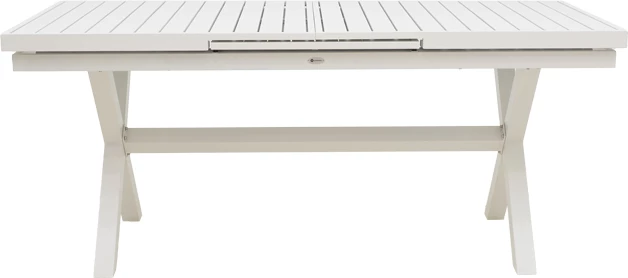 Tavolinë zgjeruese Dagyn, alumin e bardhë, 180-240x90x76cm