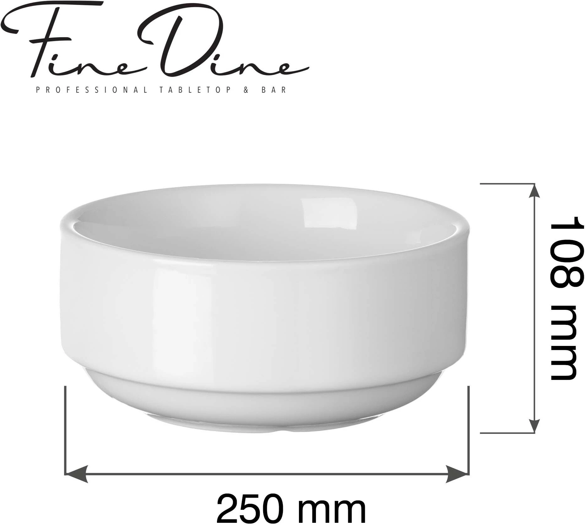 Tas stackable Fine Dine Pure Bianco 250ml Ø108mm, i bardhë, set 6 copë