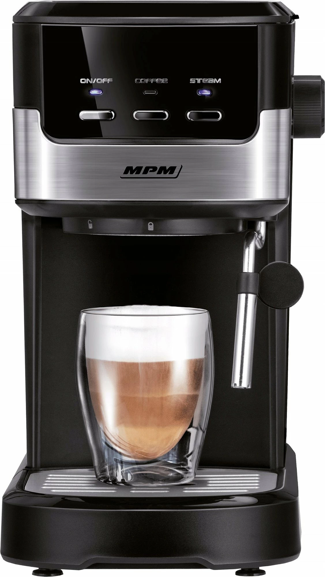 Makinë espresso MPM EK-010-30 (MKW-13M), 1100W, 15 bar, rezervuar 1.2L, e zezë