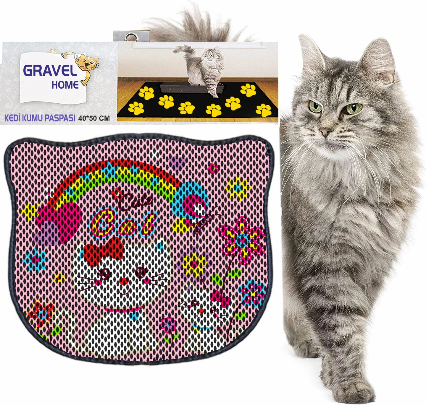 Tapet për rërë mace, shumëngjyrësh, Paws & Whiskers, Kdkafa0047, 40x50cm