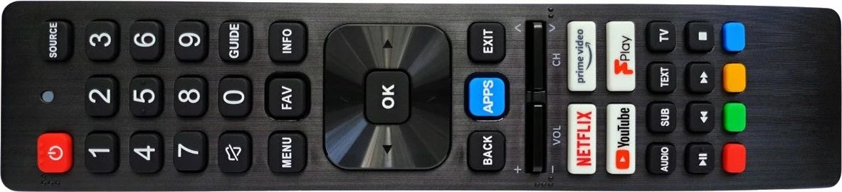 Telekomandë TV universale Lamex LXP0140N për Sharp, me butona Netflix/Prime/YouTube, IR, e zezë, me 2 bateri