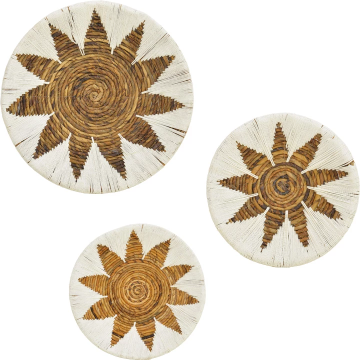 Dekor muror Circy, set 3 copë, thurje shkopi, ngjyrë bardhë-bezhë