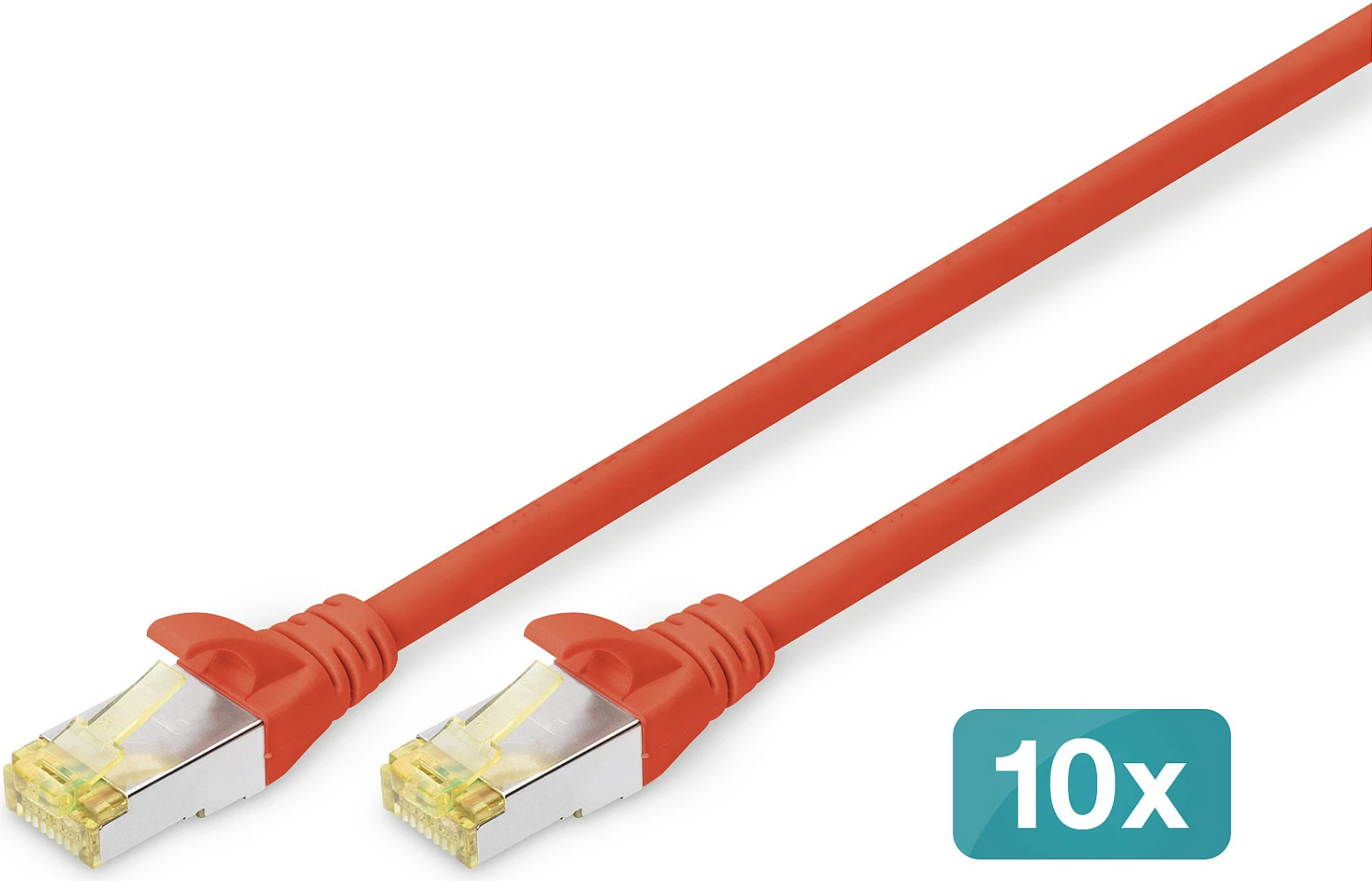 Kabllo rrjeti Digitus CAT 6A S/FTP, 1m, set 10 copë, e kuqe