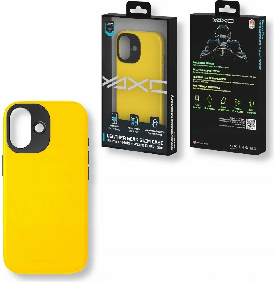 Mbështjellës Yaxo Leather Gear Slim Case MagSafe për iPhone 17, lëkurë, slim, e verdhë mjaltë