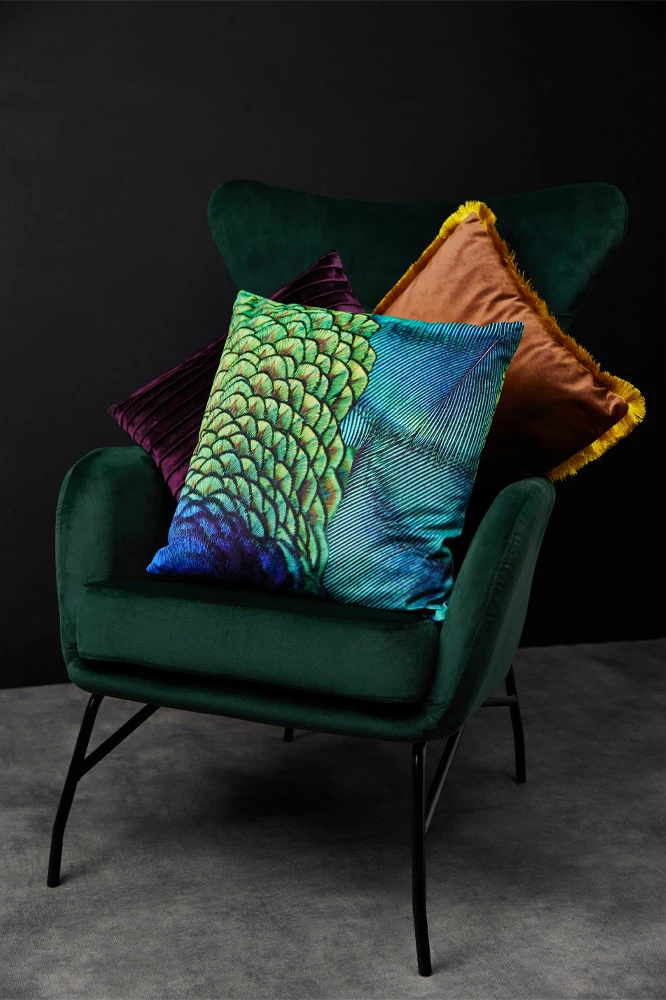 Jastëk dekorativ Tres, kadife, ngjyrë terrakote, 45x45cm