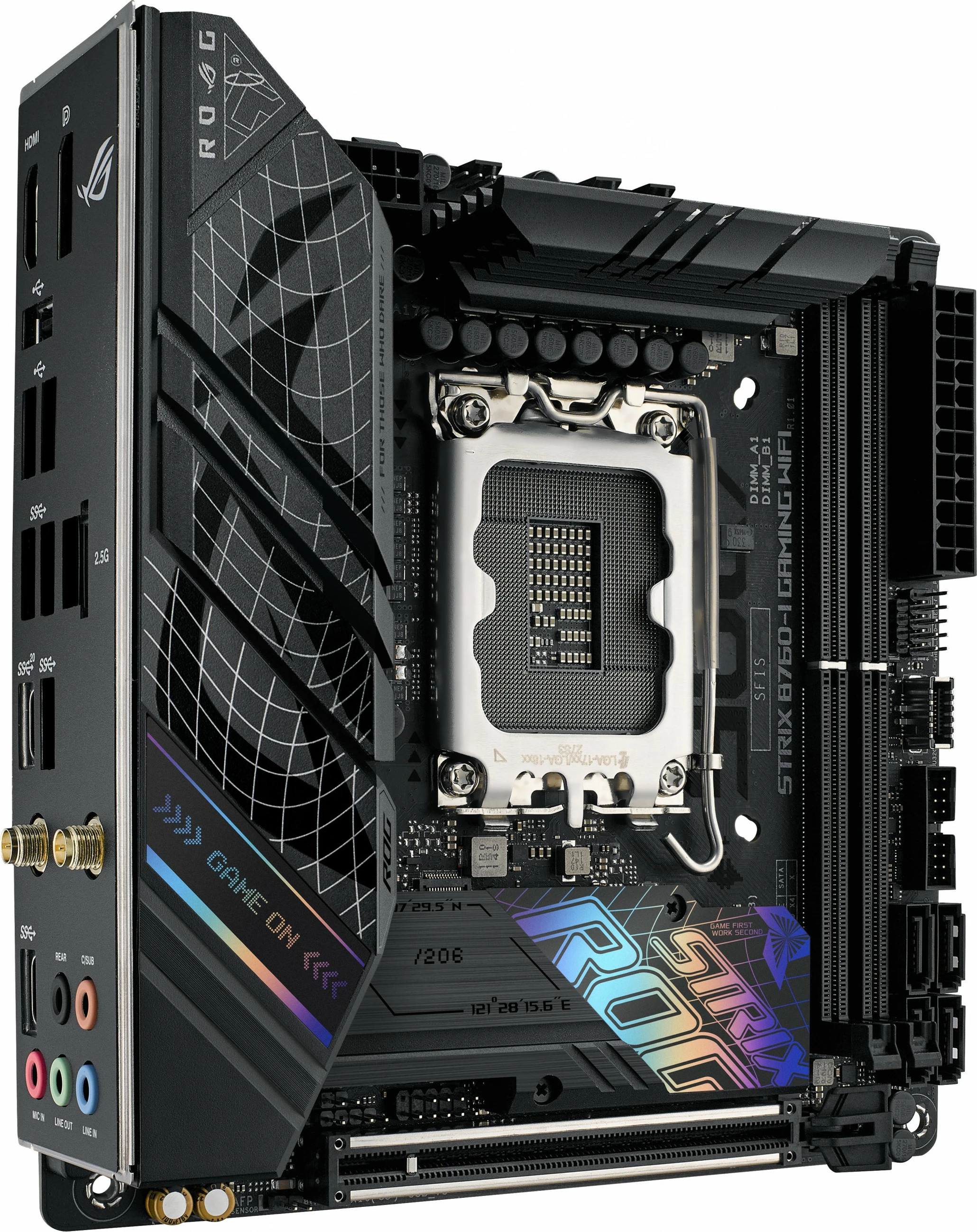 Pllakë amë ASUS ROG STRIX B760-I GAMING WIFI, Intel, LGA 1700, DDR5-SDRAM, 96 GB