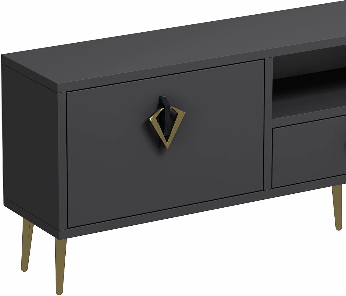 Komodë TV Skye Decor, anthracite, e zezë, e artë, 1311-DROP-32