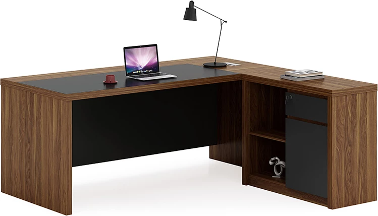 Tavolinë qoshe për zyre Oscar, ngjyrë arre dhe antracit, 200x188,6x76cm