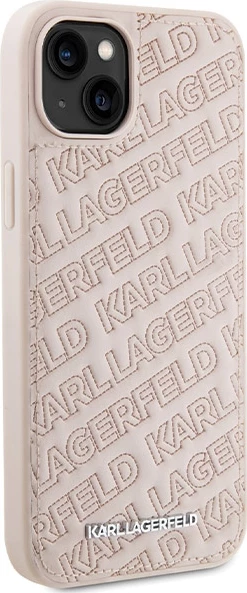 Mbështjellës Karl Lagerfeld Quilted K Pattern për iPhone 15, Rozë