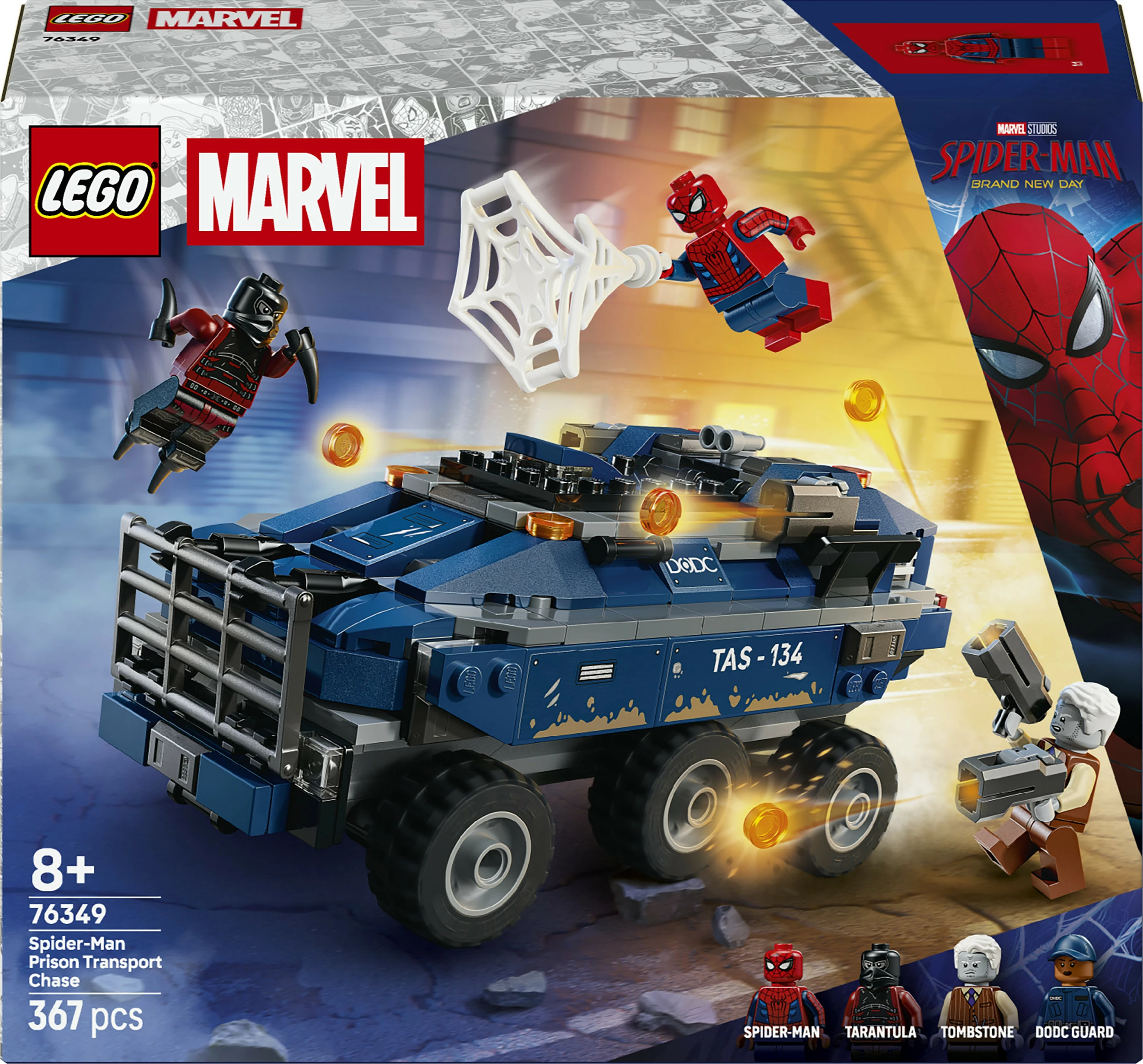 Set ndërtimi LEGO Marvel 76349 Spider-Man Prisoner Transport Chase, 367 pjesë, multikolor