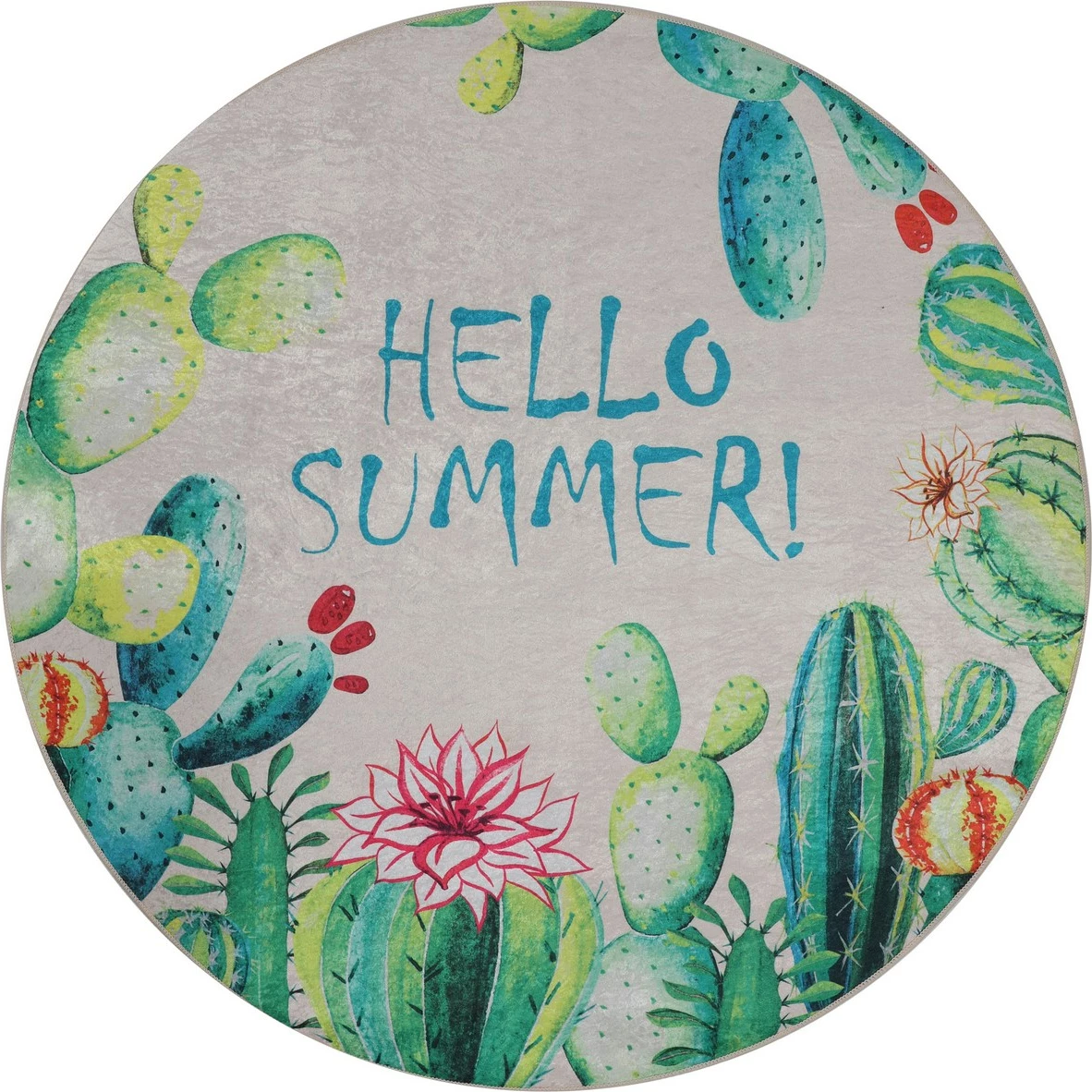 Tapet banje i rrumbullakët, shumëngjyrësh, 'Hello Summer', 140cm