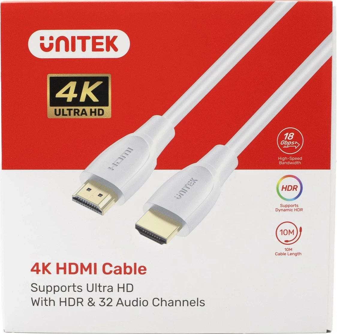 Kabëll HDMI Unitek 2.0 4K 10m i bardhë