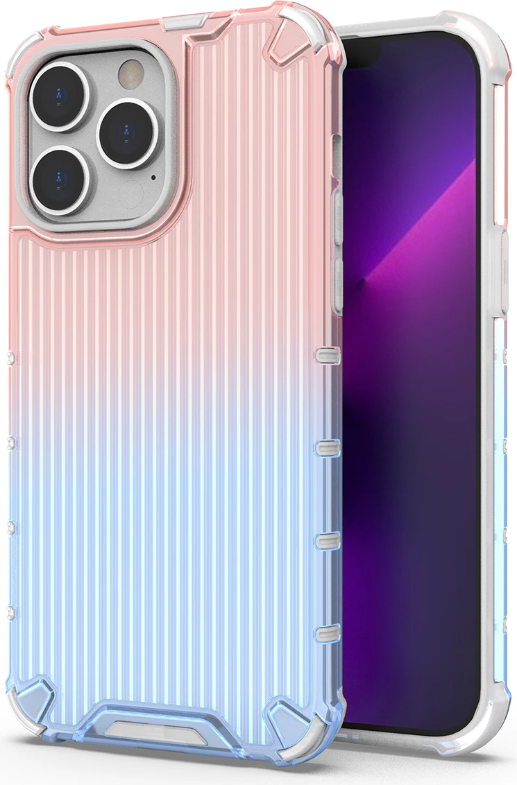 Mbështjellës Hurtel Ombre Protect Case për iPhone 13 Pro Max, rozë-kaltër