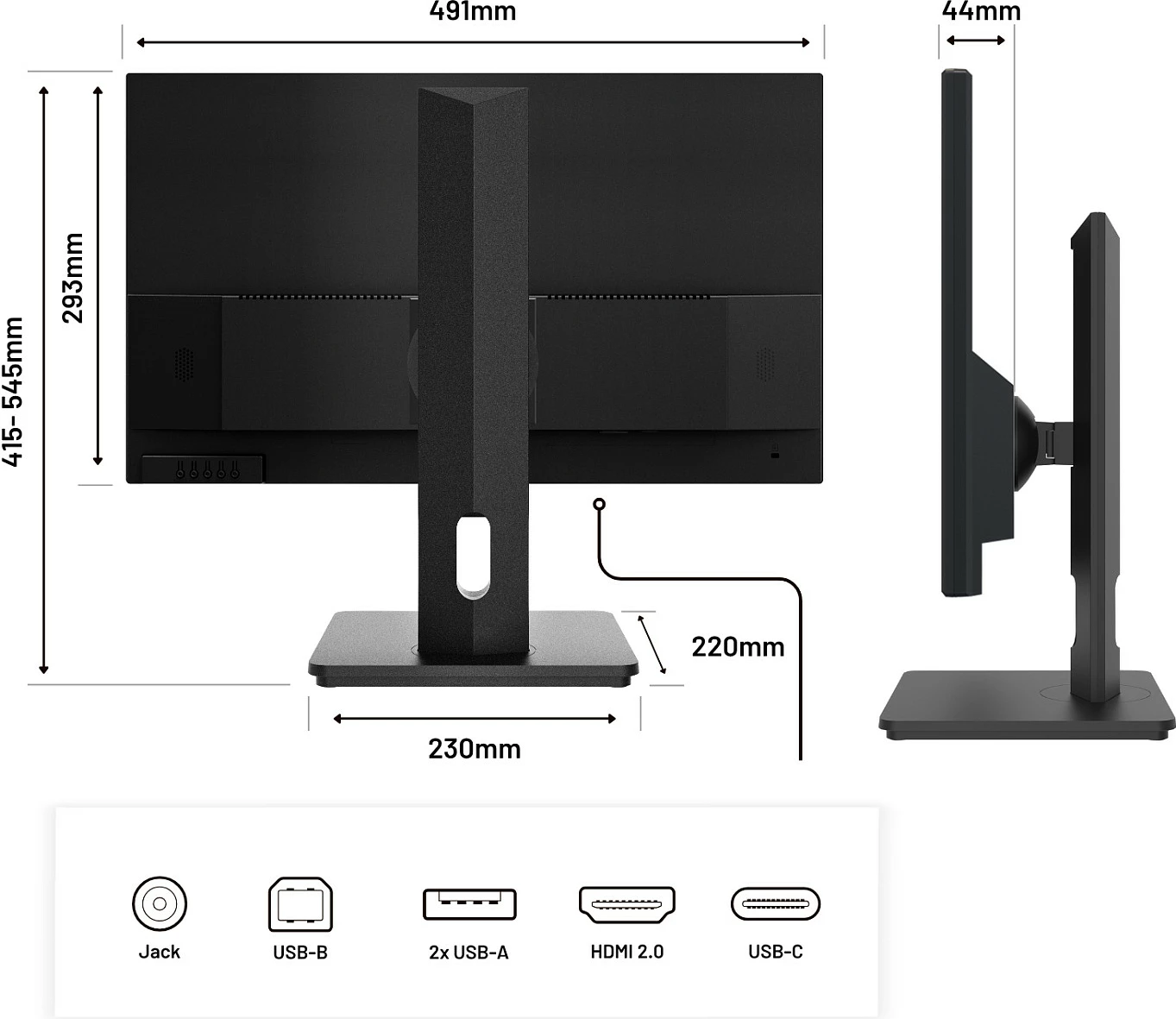 Monitor JAPANNEXT JN-I215FLFHSP-C65W, 21.5", Full HD, IPS, USB-C 65W, KVM, e zezë